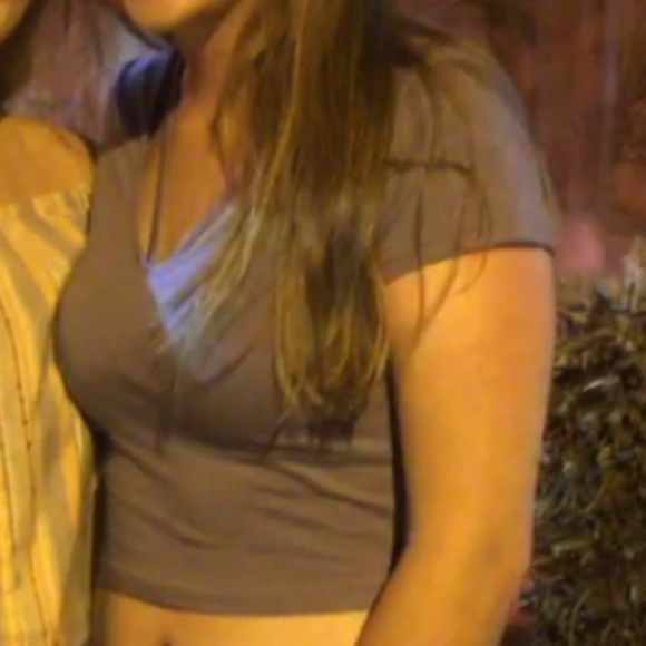 Purple crop top w/ strap design in front - Picture 1 of 3